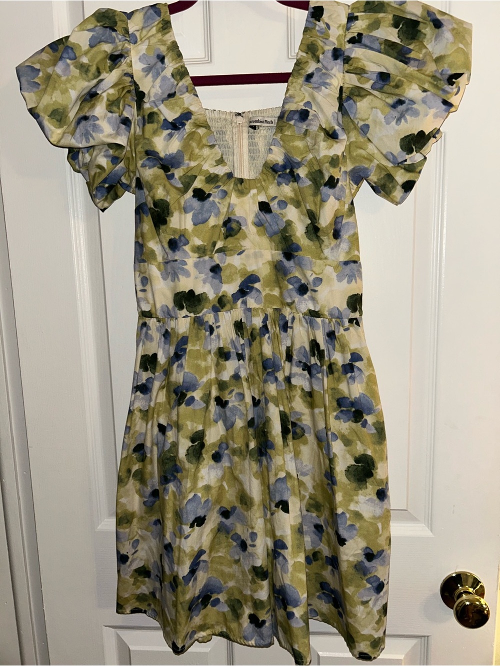 Abercrombie & Fitch Olive Green and Blue Floral Mini Dress